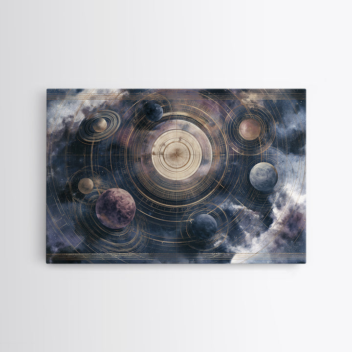 Solar System Arrangement Canvas Print, Space Art, Painting, Spa Decor, Fine Art, Serenity, Canvas Wall Art, Abstract Art, SAR-3x2-56