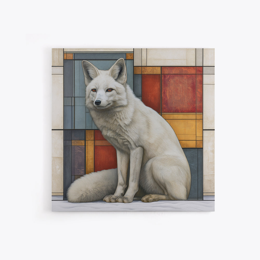 White Fox in Quiet Snow Framed Canvas Print, Scandinavian Art, Wall Decor, Living Room Decor, Fine Art, Nordic, Canvas Art, SCA-1x1-12