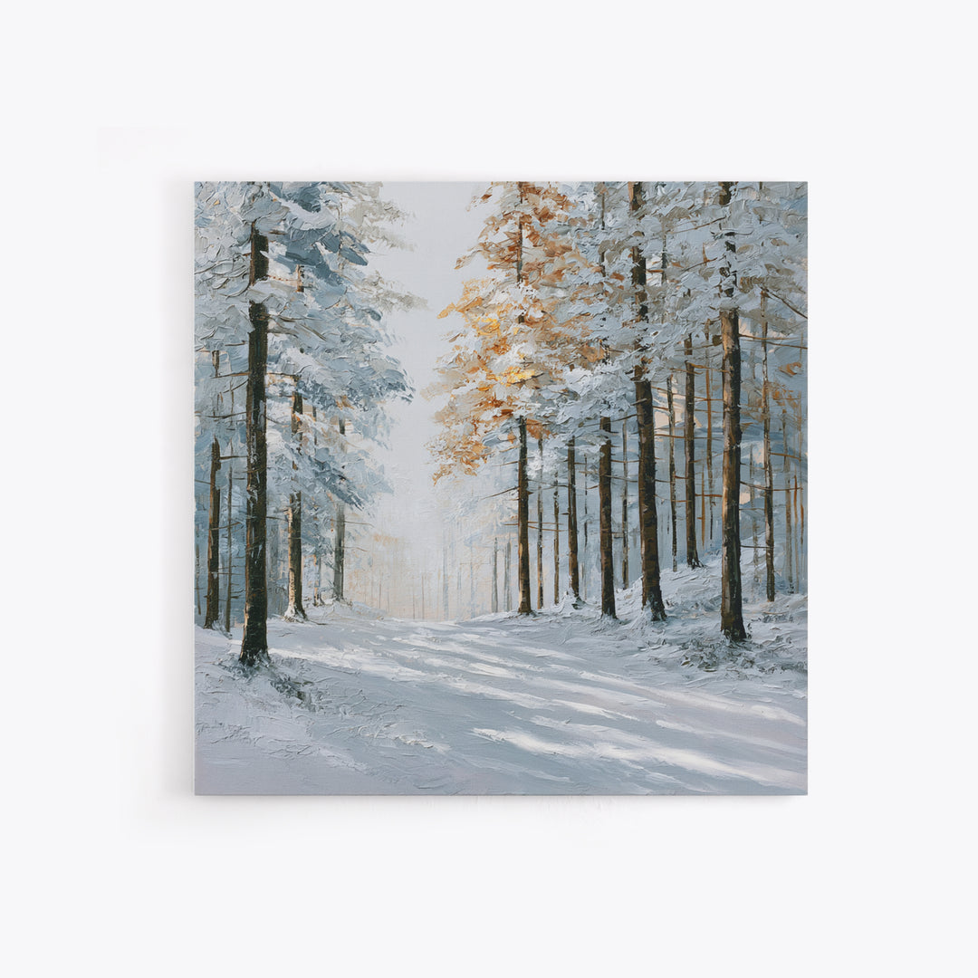 Snowy Nordic Forest Canvas Print, Scandinavian Art, Art, Living Room Decor, Fine Art, Nordic, Abstract Art, Canvas Art, SCA-1x1-25