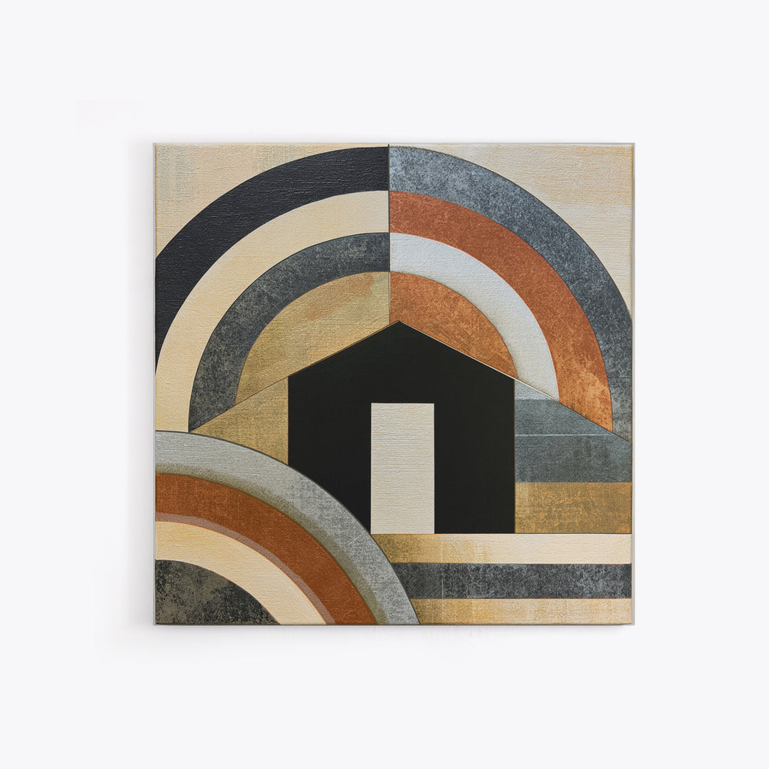 Simple Black House Shape Canvas Print, Scandinavian Art, Boho Wall Art, Living Room Decor, Abstract Art, Nordic, Modern Decor, SCA-1x1-31