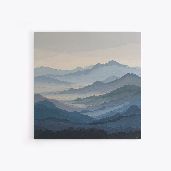 Muted Mountain Layers Framed Canvas Print, Scandinavian Art, Gallery Decor, Living Room Decor, Fine Art, Nordic, Home Decor, SCA-1x1-32