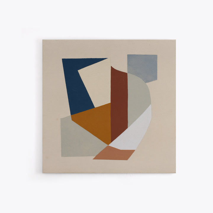 Soft Beige Geometric Abstraction Framed Canvas Print, Scandinavian Art, Gallery Decor, Living Room Decor, Abstract Art, Nordic, SCA-1x1-51