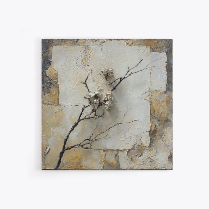 Pale Oak Botanical Line Drawing Framed Canvas Print, Scandinavian Art, Wall Decor, Living Room Decor, Fine Art, Nordic, SCA-1x1-53