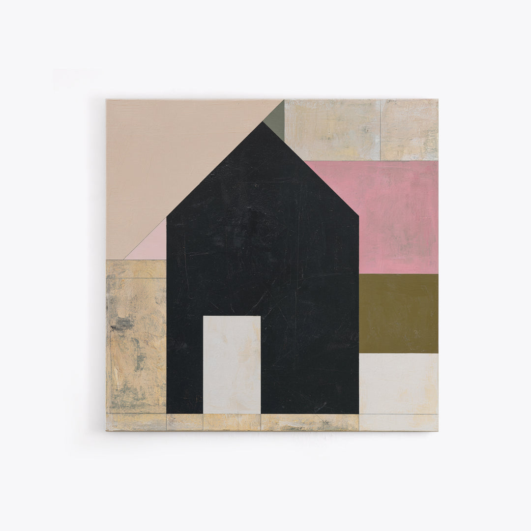 Simple Black House Shape Canvas Print, Scandinavian Art, Neutral Decor, Living Room Decor, Abstract Art, Nordic, Wall Decor, SCA-1x1-55
