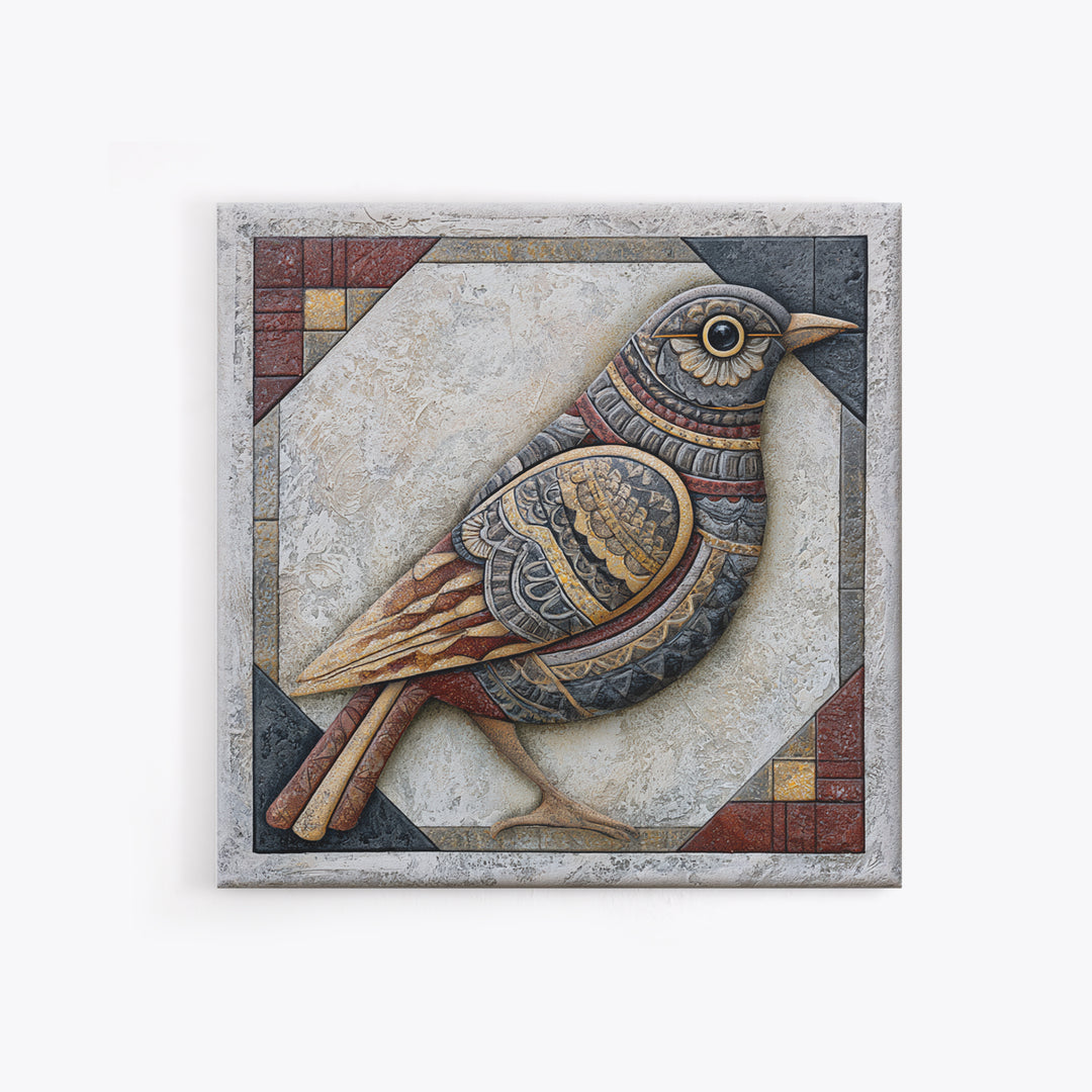 Nordic Folk Bird Canvas Print, Scandinavian Art, Modern Decor, Living Room Decor, Fine Art, Nordic, Wall Decor, Art Print, SCA-1x1-59