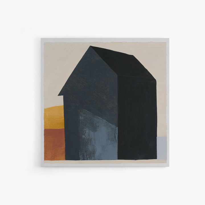 Simple Black House Shape Framed Canvas Print, Scandinavian Art, Abstract Art, Living Room Decor, Nordic, Abstract Painting, SCA-1x1-7