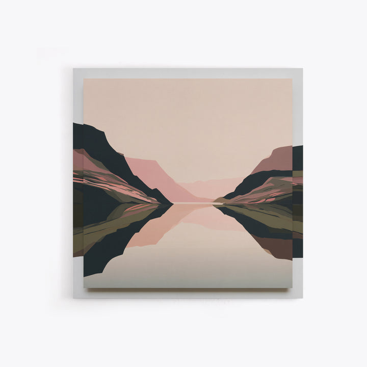 Minimal Fjord Landscape Framed Canvas Print, Scandinavian Art, Room Decor, Living Room Decor, Nordic, Mid Century Modern, SCA-1x1-74