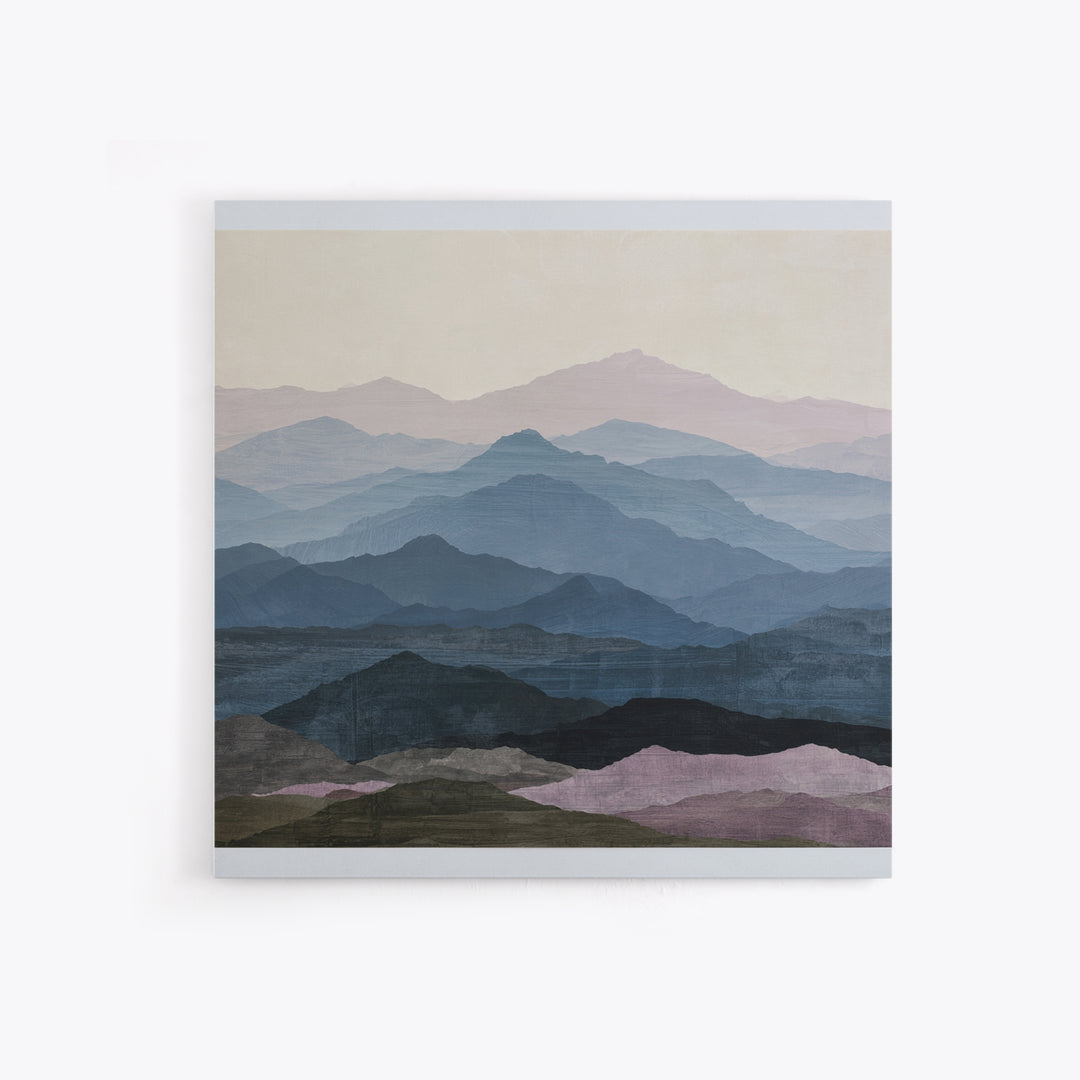 Muted Mountain Layers Framed Canvas Print, Scandinavian Art, Statement Artwork, Living Room Decor, Fine Art, Nordic, Art Print, SCA-1x1-80