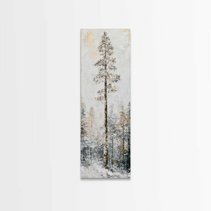 Snowy Nordic Forest Canvas Print, Scandinavian Art, Printable, Living Room Decor, Oil Painting, Nordic, Abstract Wall Art, SCA-1x3-13