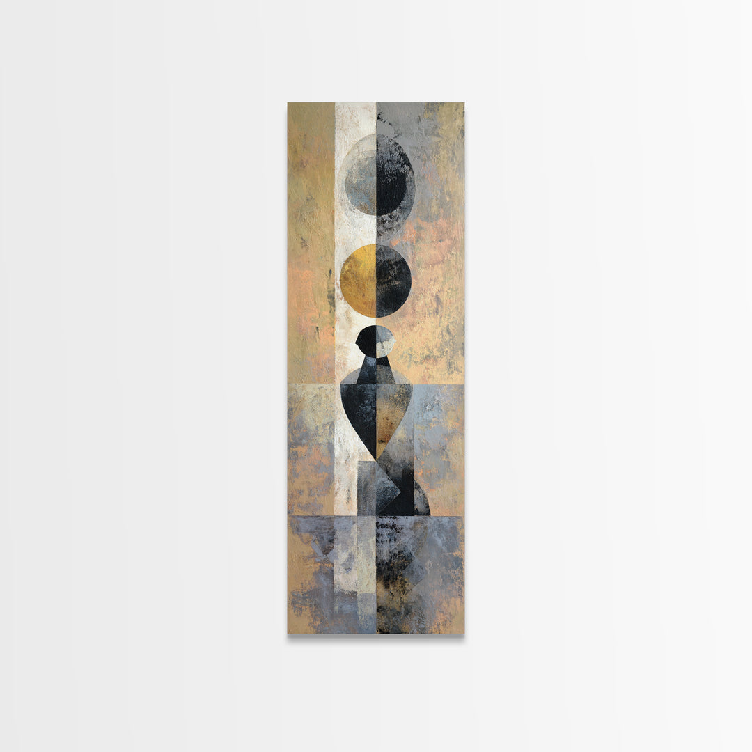 Soft Beige Geometric Abstraction Framed Canvas Print, Scandinavian Art, Modern Wall Art, Living Room Decor, Fine Art, Nordic, SCA-1x3-15
