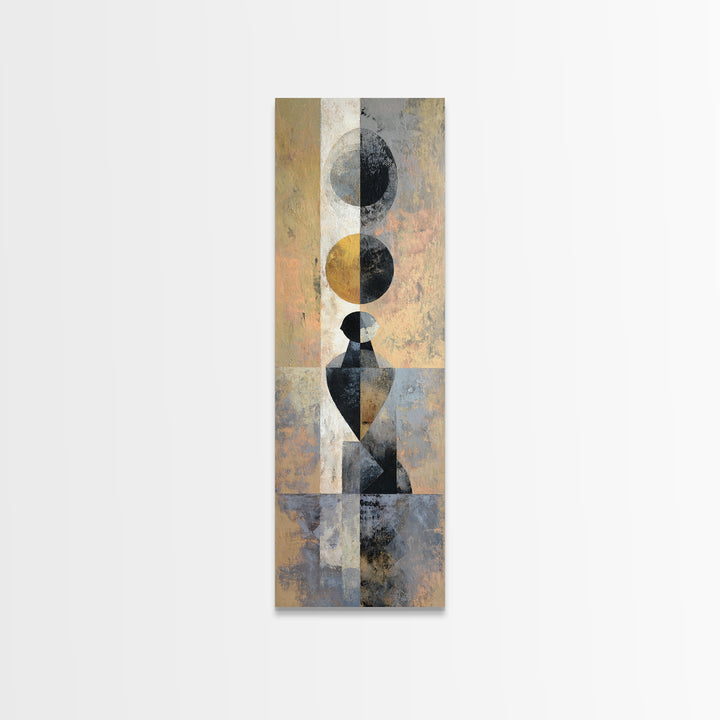 Soft Beige Geometric Abstraction Framed Canvas Print, Scandinavian Art, Modern Wall Art, Living Room Decor, Fine Art, Nordic, SCA-1x3-15