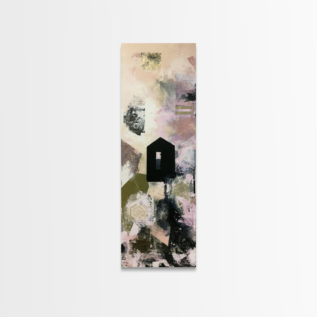 Simple Black House Shape Canvas Print, Scandinavian Art, Modern Art, Living Room Decor, Abstract Art, Nordic, Contemporary Art, SCA-1x3-43