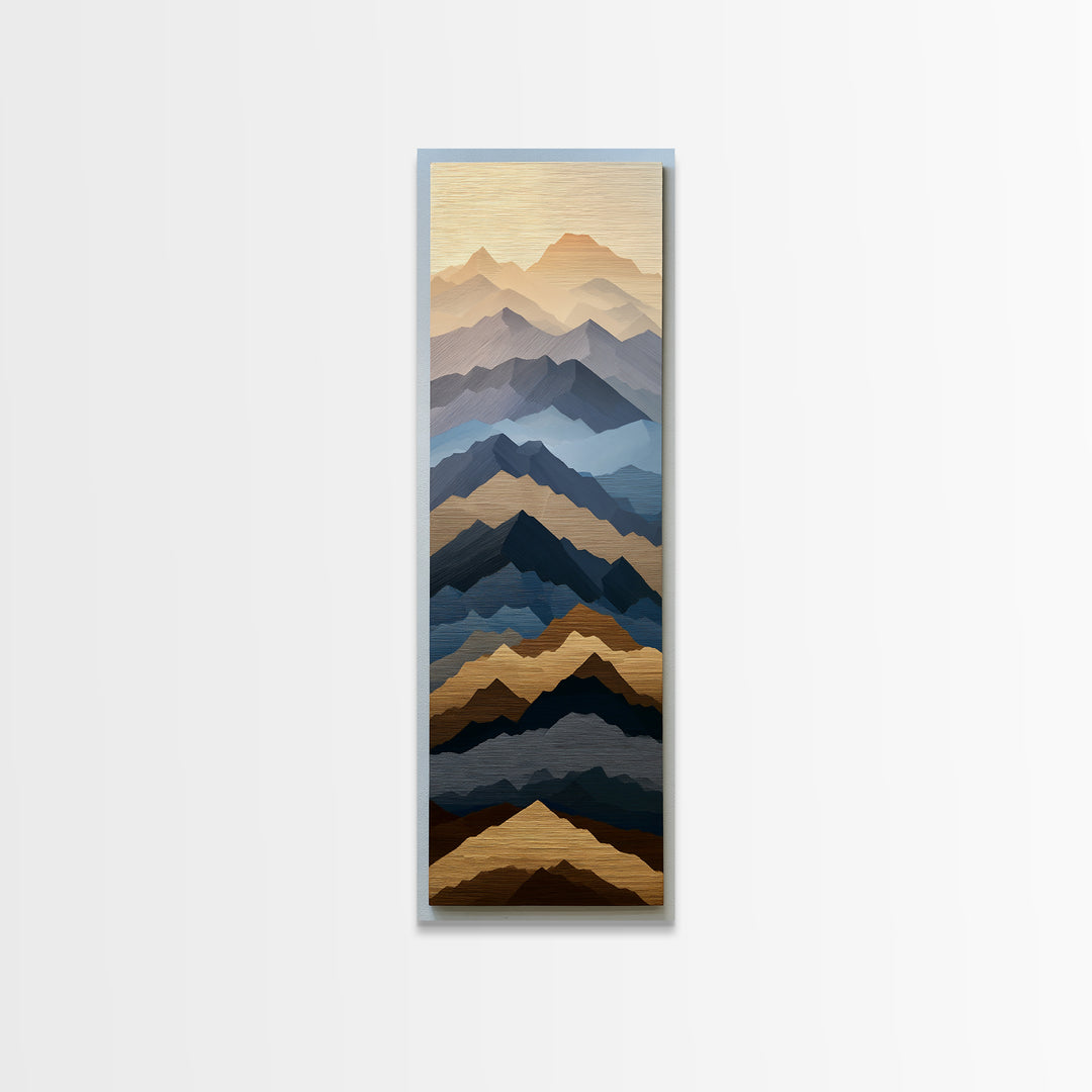 Muted Mountain Layers Canvas Print, Scandinavian Art, Printable Art, Living Room Decor, Oil Painting, Nordic, Modern Art, SCA-1x3-44