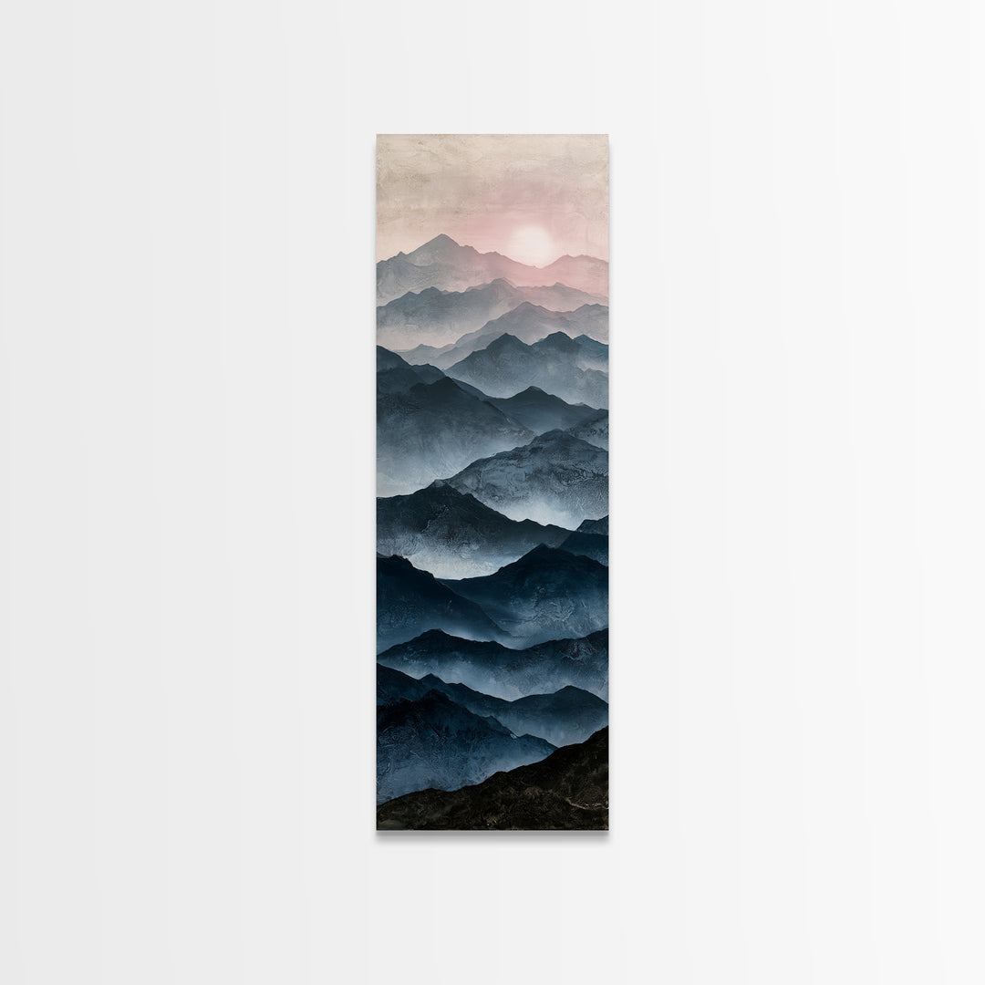 Muted Mountain Layers Canvas Print, Scandinavian Art, Floral Wall Art, Living Room Decor, Fine Art, Nordic, Minimalist Decor, SCA-1x3-68