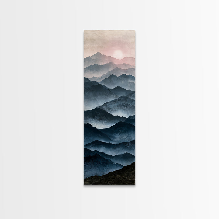 Muted Mountain Layers Canvas Print, Scandinavian Art, Floral Wall Art, Living Room Decor, Fine Art, Nordic, Minimalist Decor, SCA-1x3-68