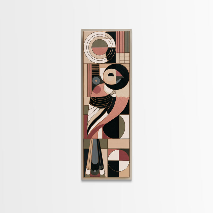 Nordic Folk Bird Framed Canvas Print, Scandinavian Art, Contemporary Art, Living Room Decor, Fine Art, Nordic, Digital Wall Art, SCA-1x3-71