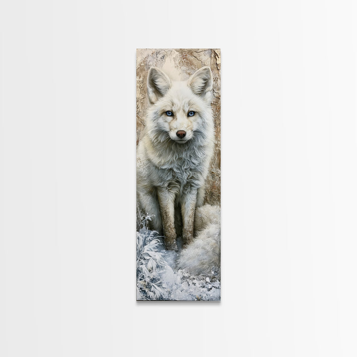 White Fox in Quiet Snow Canvas Print, Scandinavian Art, Modern Art, Living Room Decor, Fine Art, Nordic, Contemporary Art, SCA-1x3-72