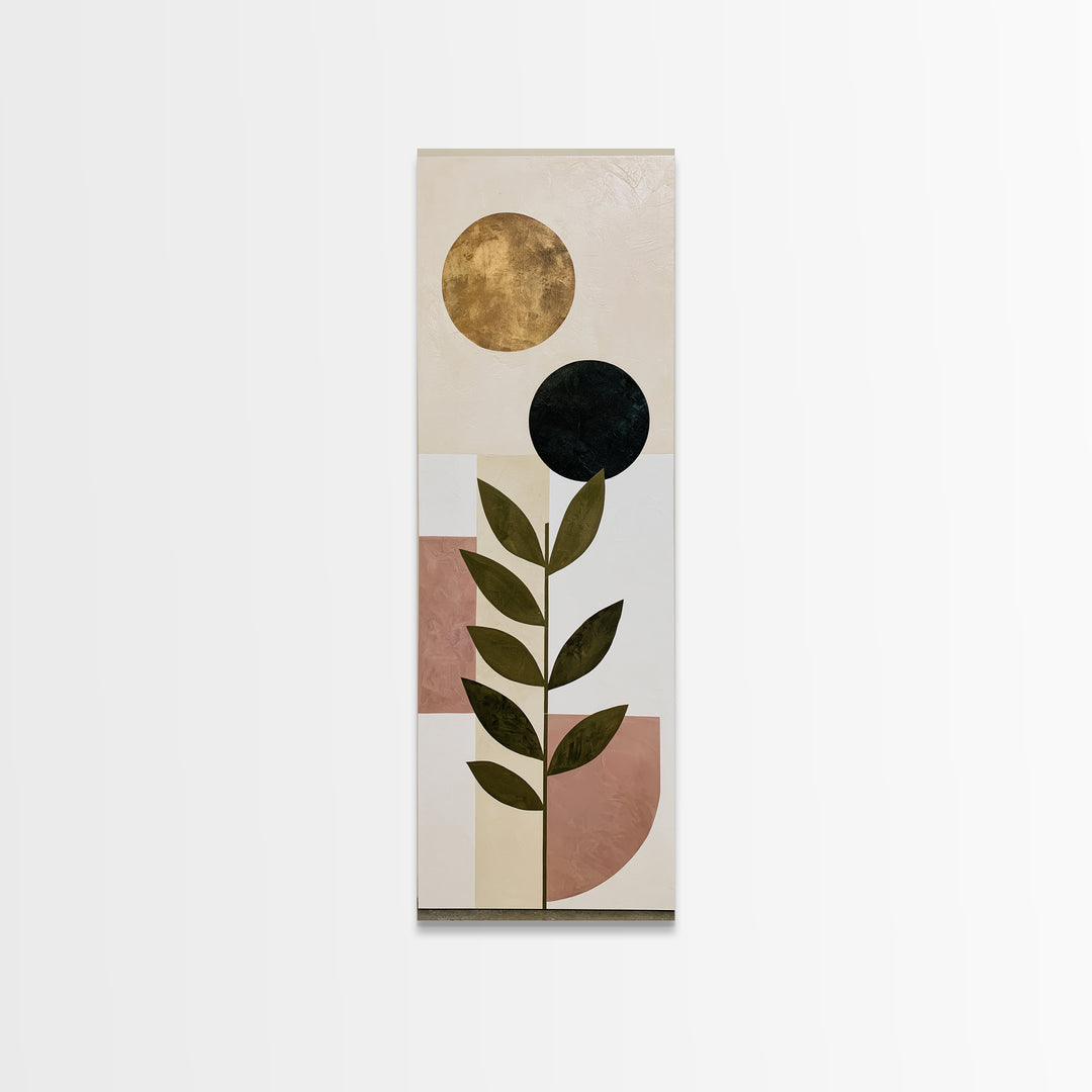 Minimal Sun over Pine Forest Canvas Print, Scandinavian Art, Original Painting, Living Room Decor, Nordic, Modern Wall Art, SCA-1x3-77