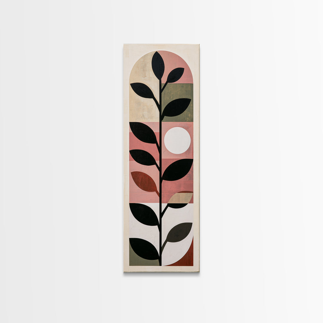 Single Black Branch on Warm White Background Canvas Print, Scandinavian Art, Mid Century Modern, Living Room Decor, Nordic, SCA-1x3-8