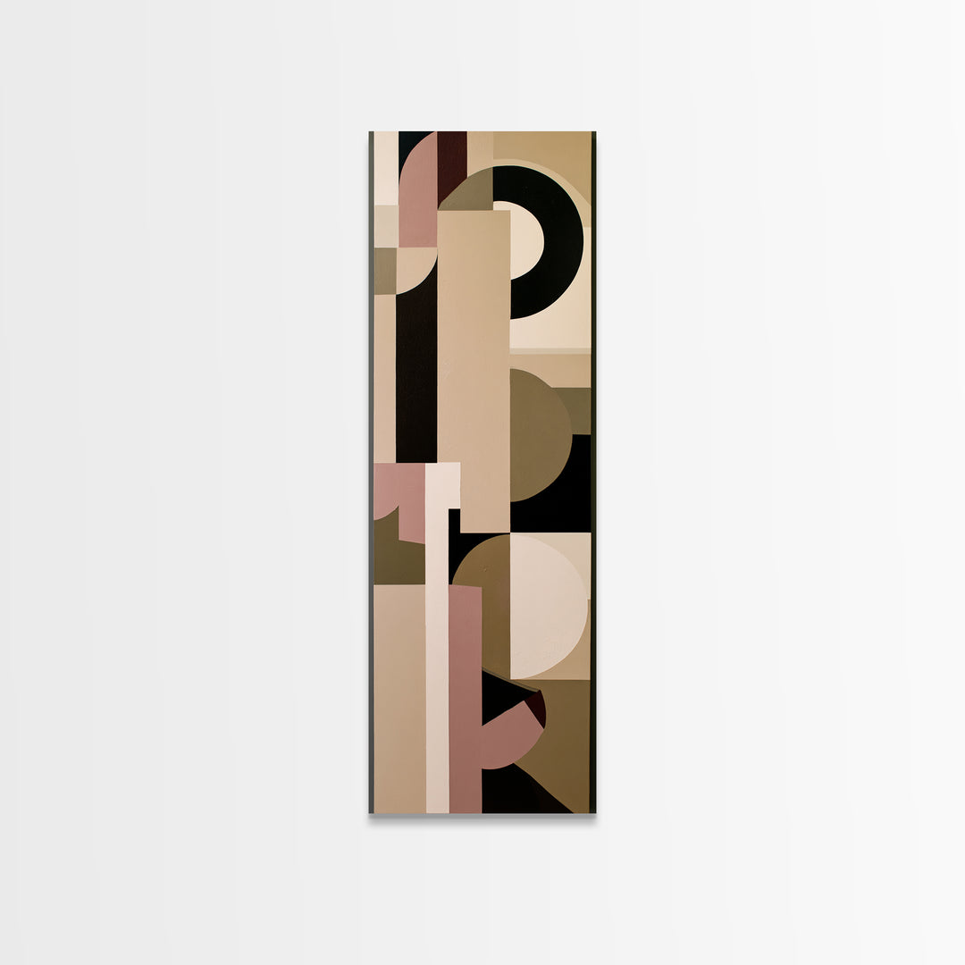 Soft Beige Geometric Abstraction Framed Canvas Print, Scandinavian Art, Wall Decor, Living Room Decor, Abstract Art, Nordic, SCA-1x3-87