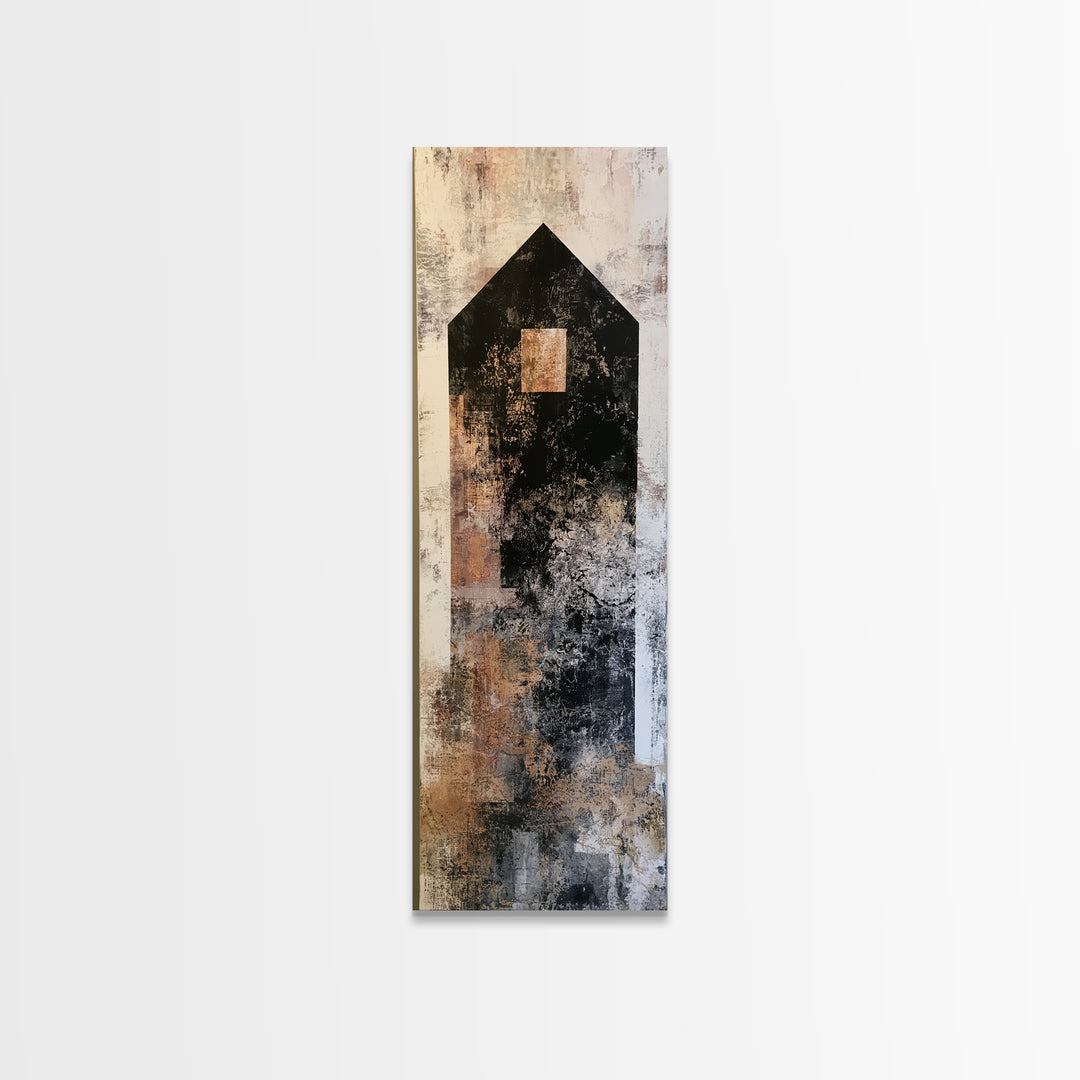 Simple Black House Shape Framed Canvas Print, Scandinavian Art, Decor, Living Room Decor, Fine Art, Nordic, Printable Art, SCA-1x3-91