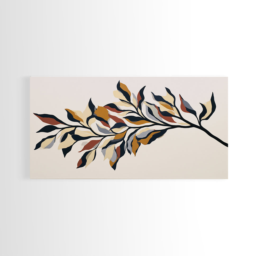 Single Black Branch on Warm White Background Canvas Print, Scandinavian Art, Fine Art Print, Living Room Decor, Nordic, SCA-2x1-16