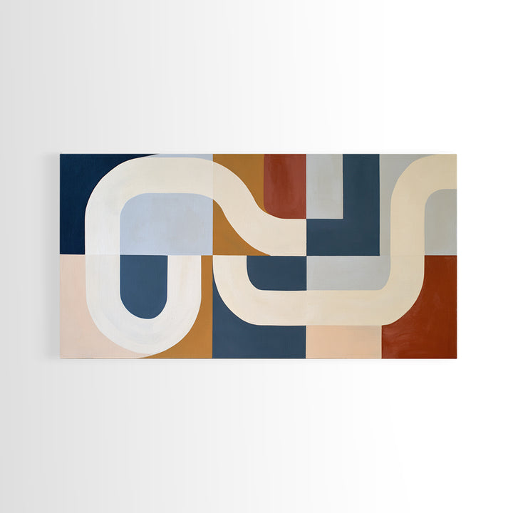 Soft Beige Geometric Abstraction Framed Canvas Print, Scandinavian Art, Digital Wall Art, Living Room Decor, Abstract Art, SCA-2x1-23