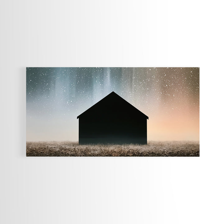 Simple Black House Shape Framed Canvas Print, Scandinavian Art, Abstract Art, Living Room Decor, Nordic, Abstract Painting, SCA-2x1-3