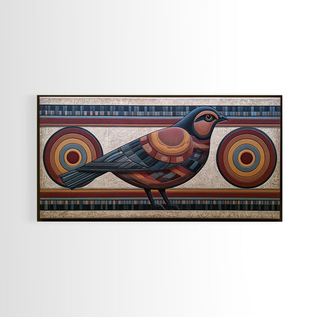 Nordic Folk Bird Canvas Print, Scandinavian Art, Wall Hanging, Living Room Decor, Fine Art, Nordic, Living Room Wall Art, SCA-2x1-31
