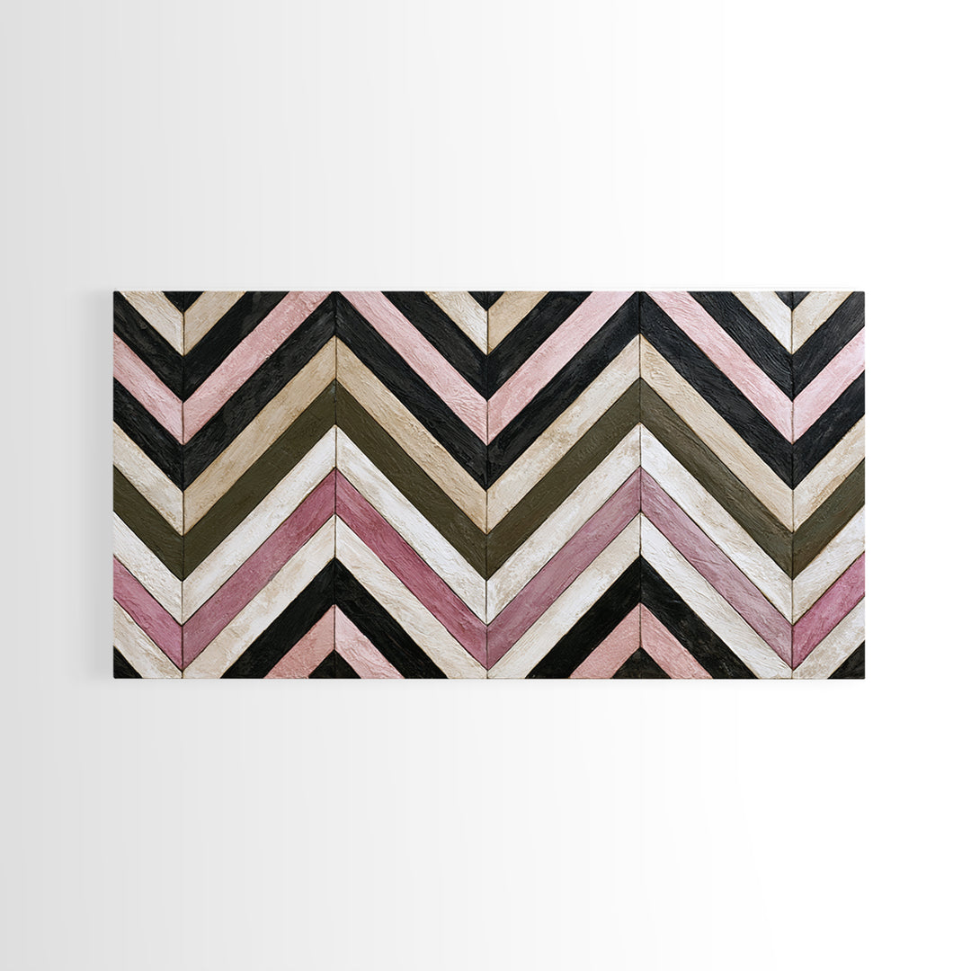 Herringbone Monochrome Pattern Framed Canvas Print, Scandinavian Art, Wall Art, Living Room Decor, Fine Art, Nordic, SCA-2x1-42