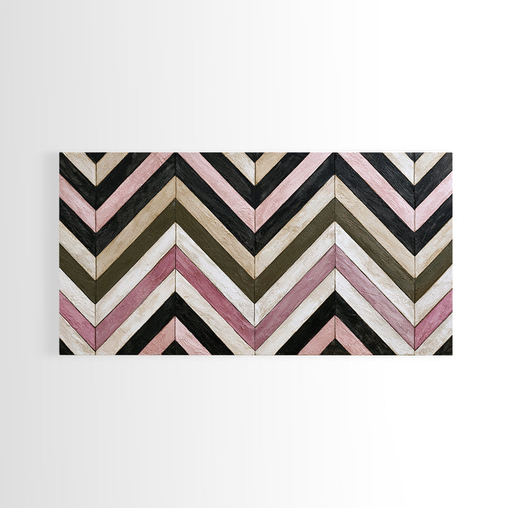 Herringbone Monochrome Pattern Framed Canvas Print, Scandinavian Art, Wall Art, Living Room Decor, Fine Art, Nordic, SCA-2x1-42