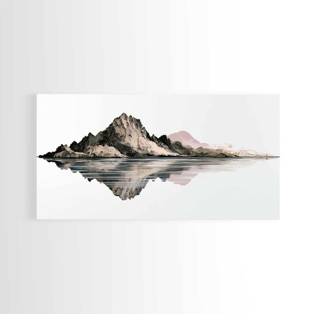 Minimal Fjord Landscape Framed Canvas Print, Scandinavian Art, Printable Wall Art, Living Room Decor, Fine Art, Nordic, SCA-2x1-46
