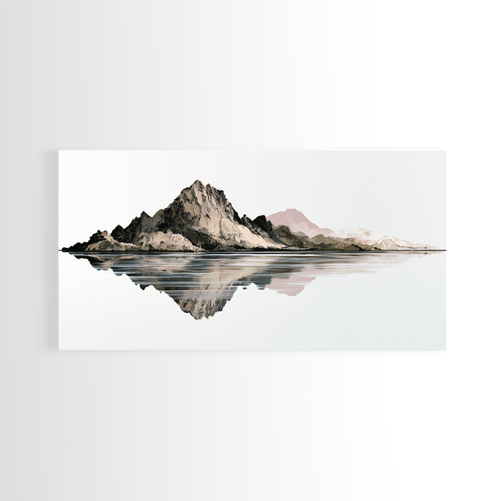 Minimal Fjord Landscape Framed Canvas Print, Scandinavian Art, Printable Wall Art, Living Room Decor, Fine Art, Nordic, SCA-2x1-46