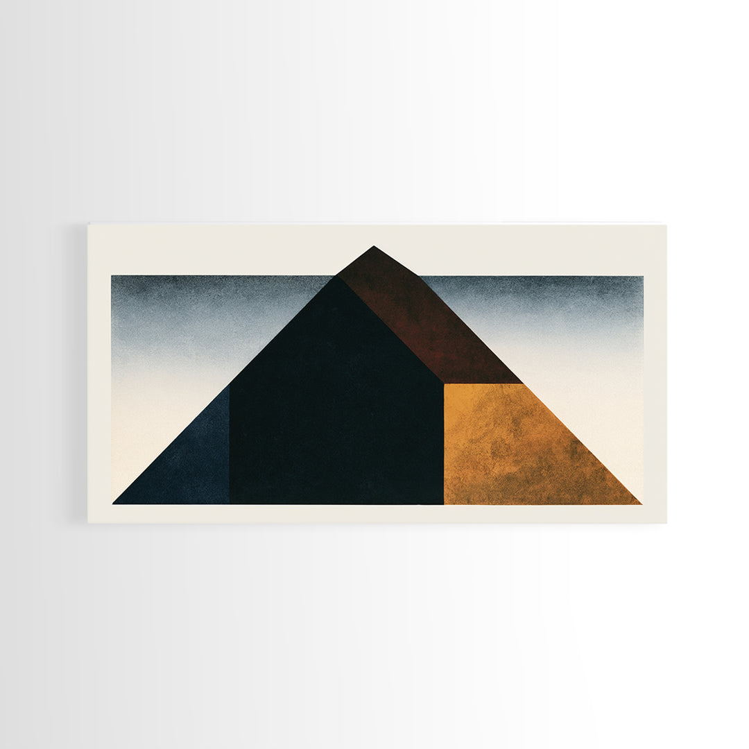 Simple Black House Shape Framed Canvas Print, Scandinavian Art, Living Room Decor, Abstract Art, Nordic, Gallery Decor, SCA-2x1-51