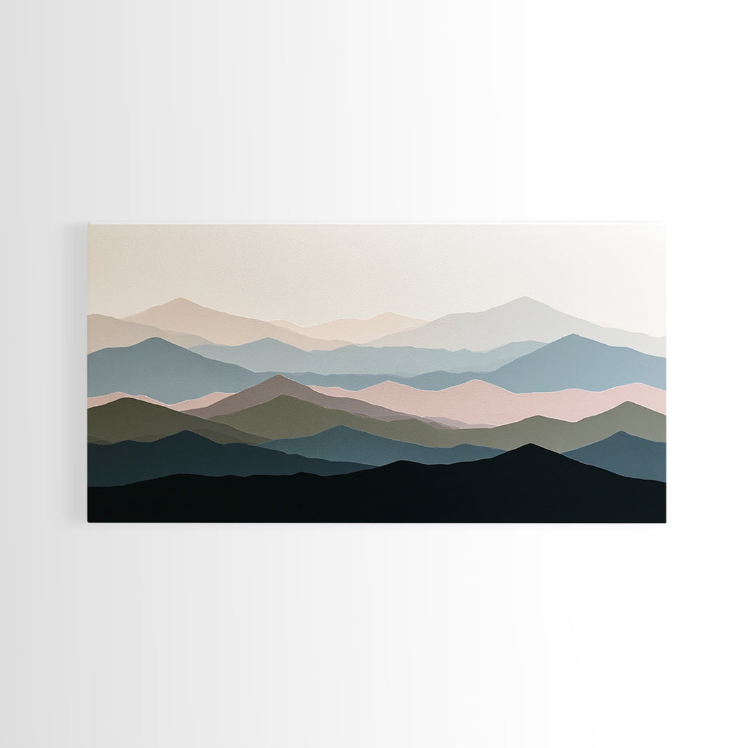 Muted Mountain Layers Canvas Print, Scandinavian Art, Printable, Living Room Decor, Fine Art, Nordic, Abstract Wall Art, SCA-2x1-52
