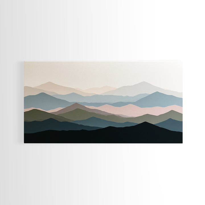 Muted Mountain Layers Canvas Print, Scandinavian Art, Printable, Living Room Decor, Fine Art, Nordic, Abstract Wall Art, SCA-2x1-52