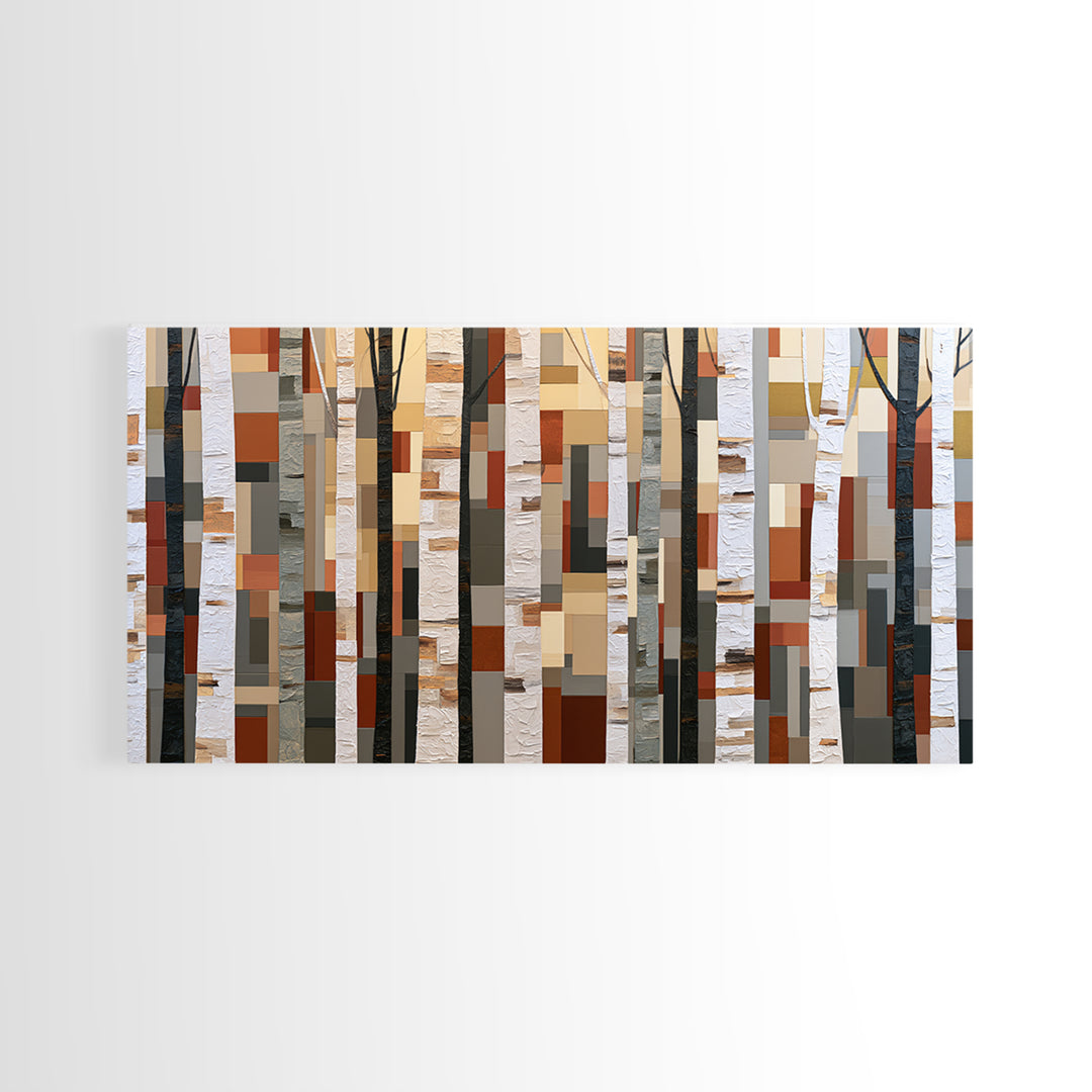 Birch Tree Trunks Canvas Print, Scandinavian Art, Wall Art Print, Living Room Decor, Oil Painting, Nordic, Fine Art Print, SCA-2x1-53