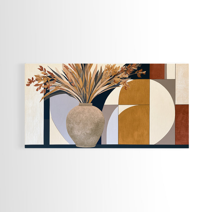Ceramic Vase with Dried Grasses Canvas Print, Scandinavian Art, Printable Art, Living Room Decor, Fine Art, Nordic, Modern Art, SCA-2x1-57