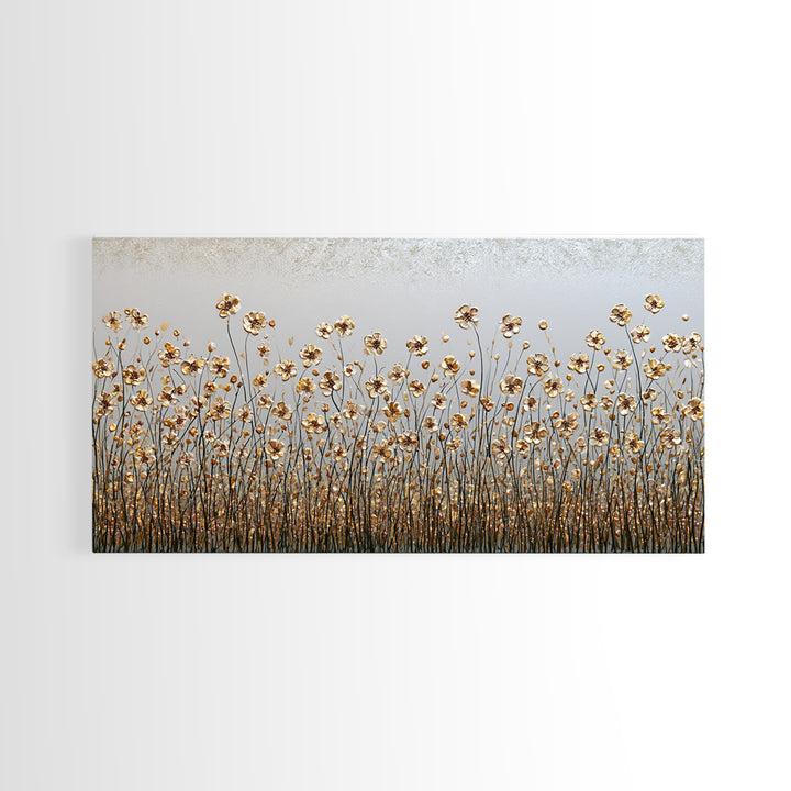 Minimal Meadow Flowers Framed Canvas Print, Scandinavian Art, Wall Decor, Living Room Decor, Oil Painting, Nordic, Canvas Art, SCA-2x1-6
