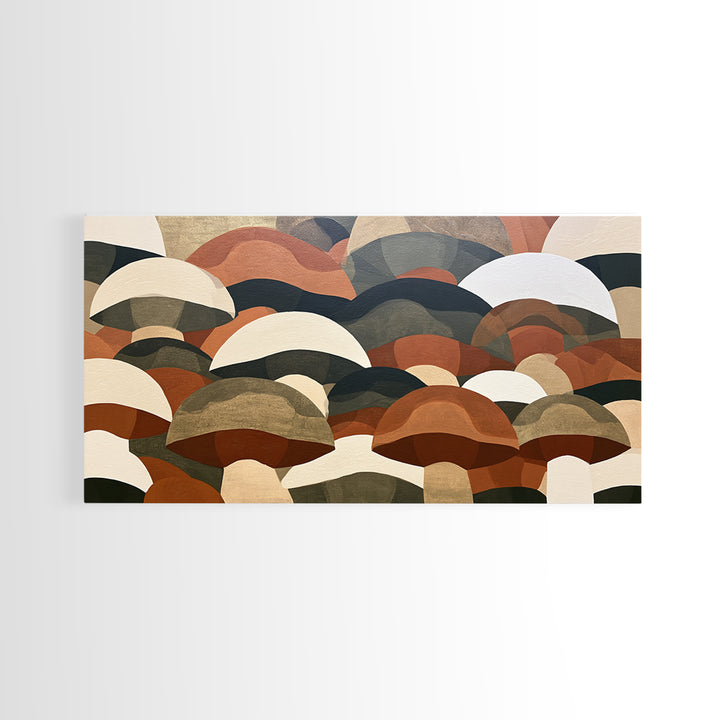 Simple Mushroom and Moss Forest Study Canvas Print, Scandinavian Art, Original Painting, Living Room Decor, Fine Art, Nordic, SCA-2x1-68