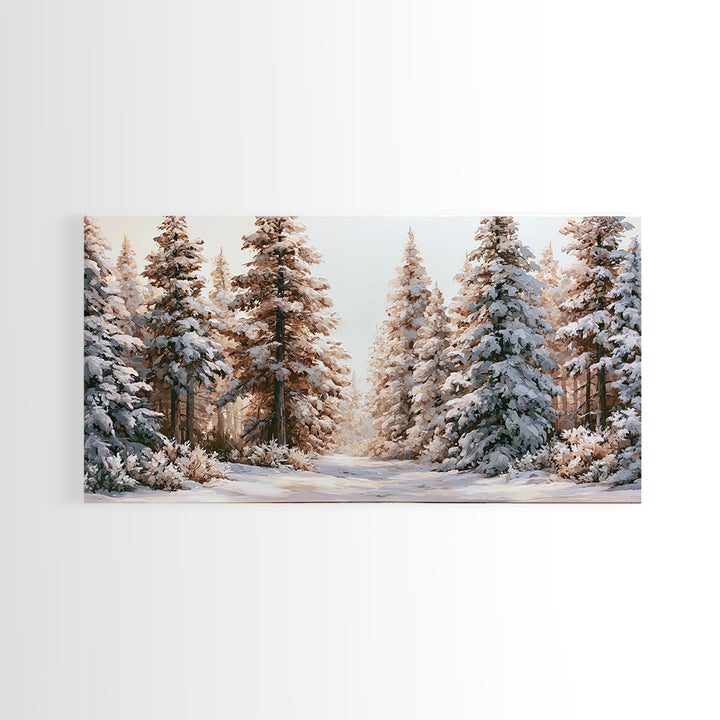 Snowy Nordic Forest Canvas Print, Scandinavian Art, Canvas Print, Living Room Decor, Fine Art, Nordic, Textured Painting, SCA-2x1-69