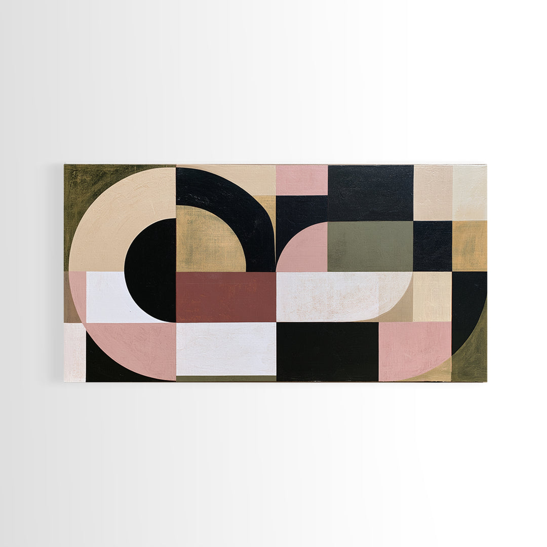Soft Beige Geometric Abstraction Canvas Print, Scandinavian Art, Modern Art, Living Room Decor, Fine Art, Nordic, SCA-2x1-71