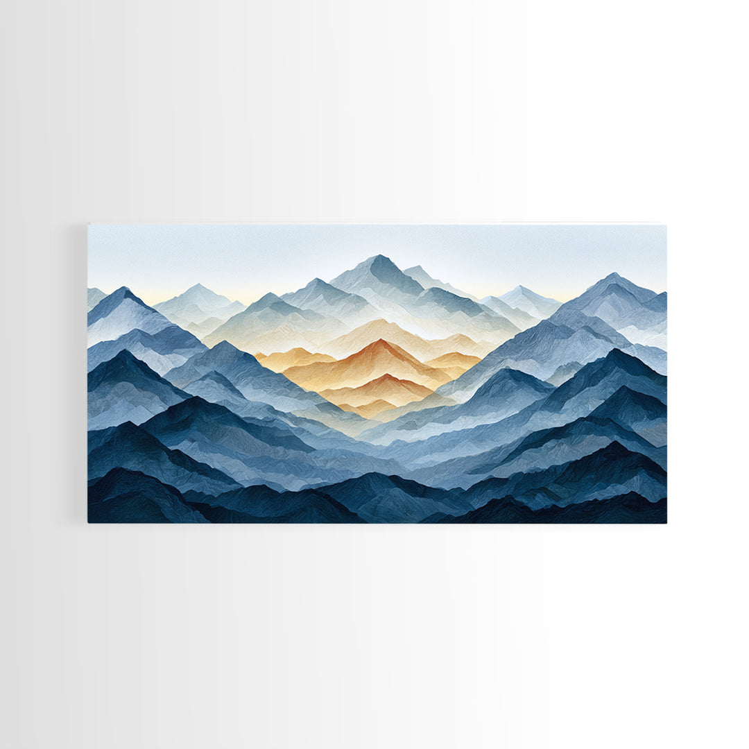 Muted Mountain Layers Canvas Print, Scandinavian Art, Farmhouse Decor, Living Room Decor, Fine Art, Nordic, Gallery Decor, SCA-2x1-76