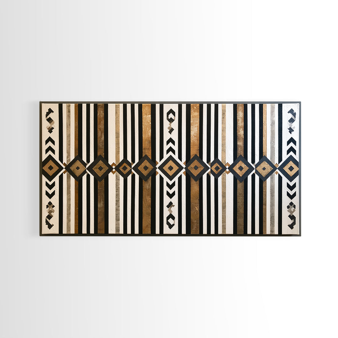Scandinavian Textile Pattern Framed Canvas Print, Scandinavian Art, Abstract Wall Art, Living Room Decor, Fine Art, Nordic, SCA-2x1-84