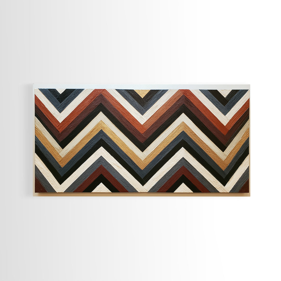 Herringbone Monochrome Pattern Framed Canvas Print, Scandinavian Art, Digital Wall Art, Living Room Decor, Oil Painting, Nordic, SCA-2x1-90