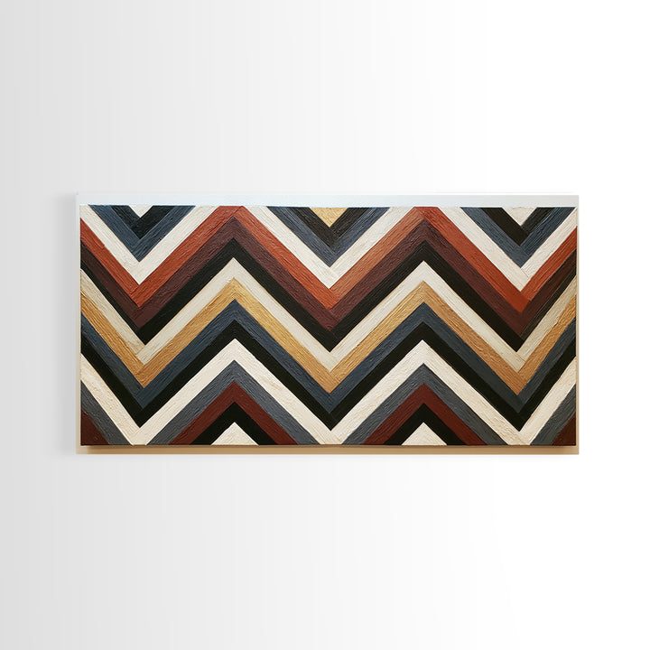 Herringbone Monochrome Pattern Framed Canvas Print, Scandinavian Art, Digital Wall Art, Living Room Decor, Oil Painting, Nordic, SCA-2x1-90