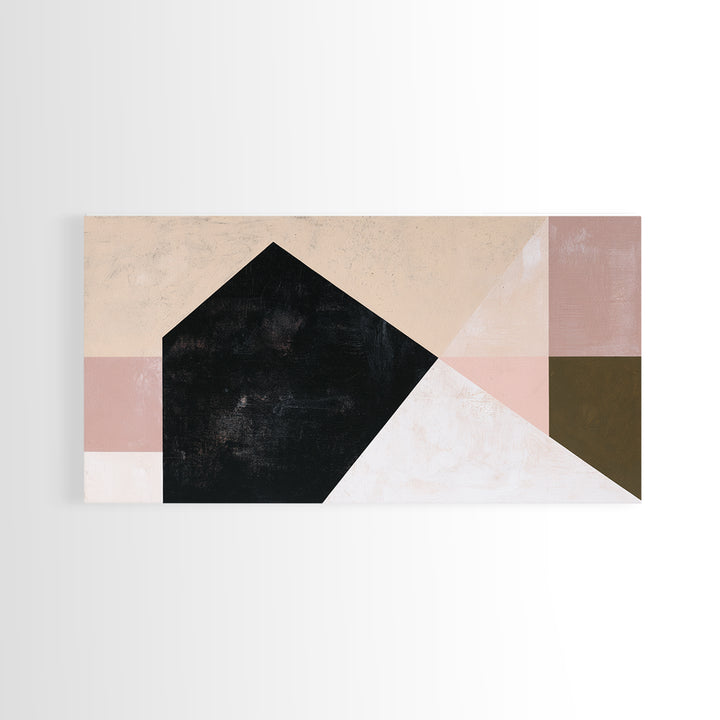 Simple Black House Shape Framed Canvas Print, Scandinavian Art, Modern Wall Art, Living Room Decor, Abstract Art, Nordic, SCA-2x1-99