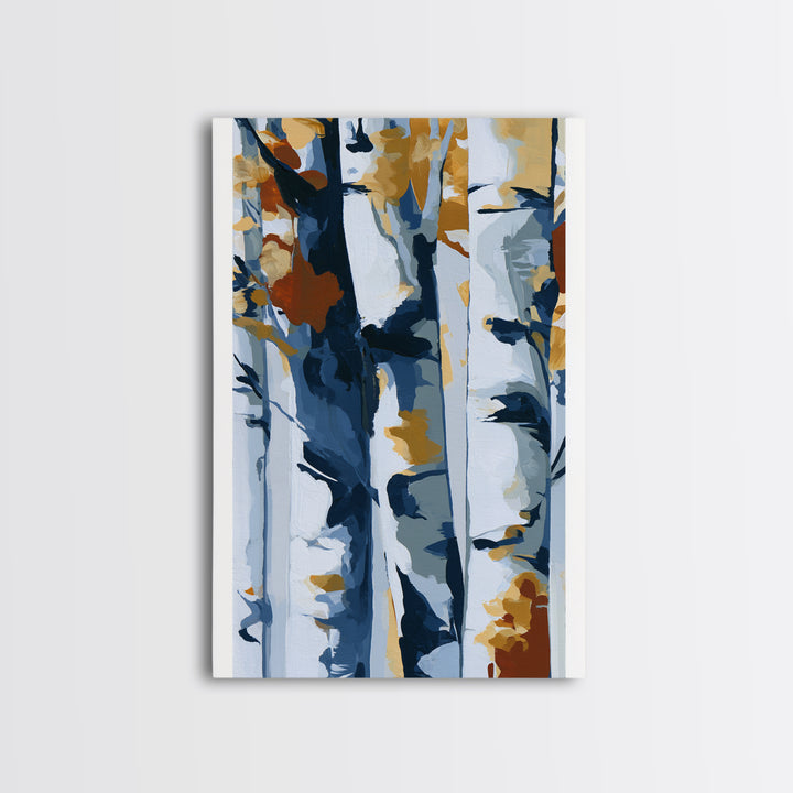 Birch Tree Trunks Framed Canvas Print, Scandinavian Art, Abstract Wall Art, Living Room Decor, Abstract Art, Nordic, SCA-2x3-17