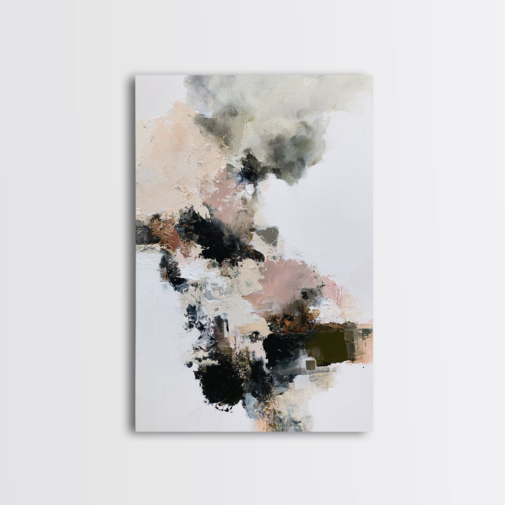 Winter Cabin Smoke Framed Canvas Print, Scandinavian Art, Wall Decor, Living Room Decor, Abstract Art, Nordic, Canvas Art, SCA-2x3-2