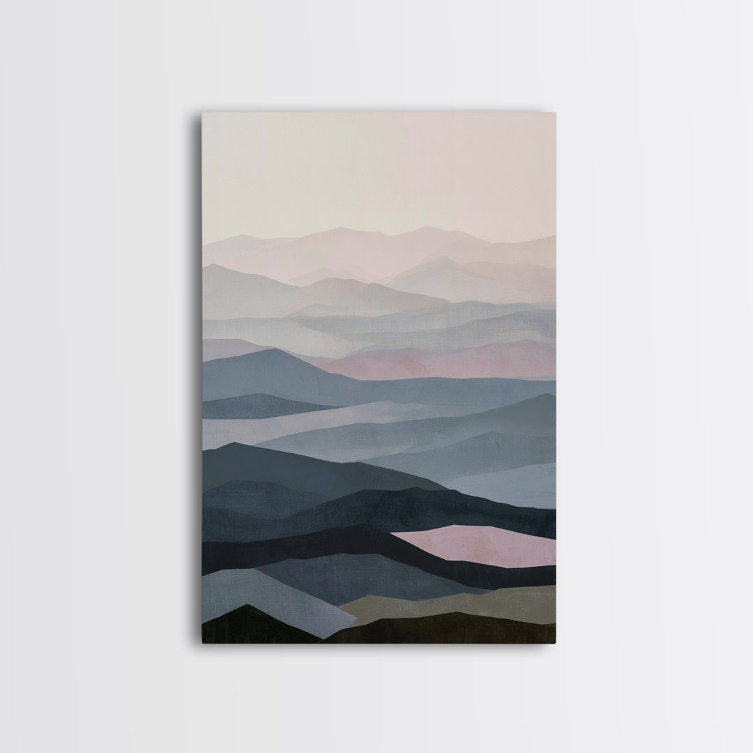 Muted Mountain Layers Canvas Print, Scandinavian Art, Christmas Decor, Living Room Decor, Fine Art, Nordic, Wall Art Print, SCA-2x3-40